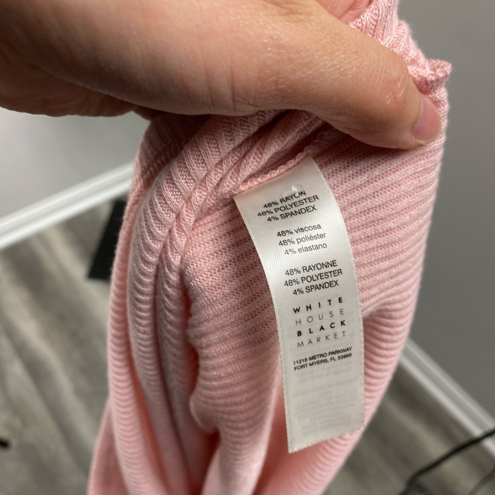 WHBM Pink Ribbed Off Shoulder Sweater - Picture 16 of 16